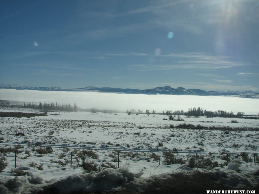 Pogonip fog over Mono Lake