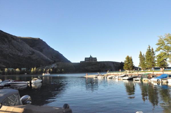 Prince of Wales hotel over looking the village of Waterton