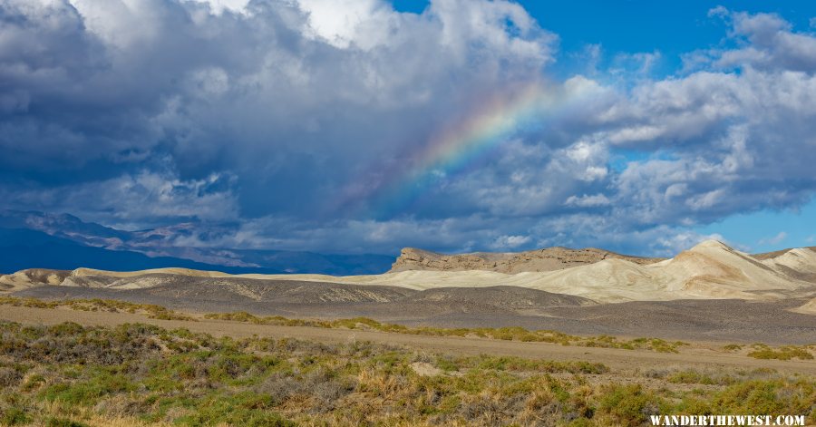 Rainbow over pup fish habitat, Death Valley