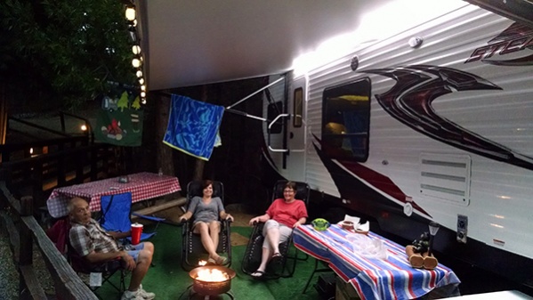 Relaxing with Mom and Dad enjoying the LED light strip. Had several people stopping to ask about it. Quite funny.