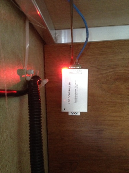 RF control box for awning lights installed.