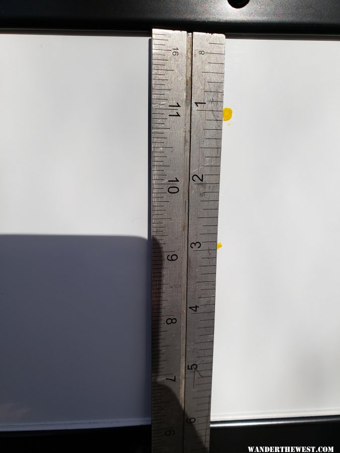 Ruler showing measurements