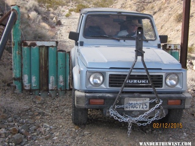 "Sammy" going through Bunker Hill mine gate