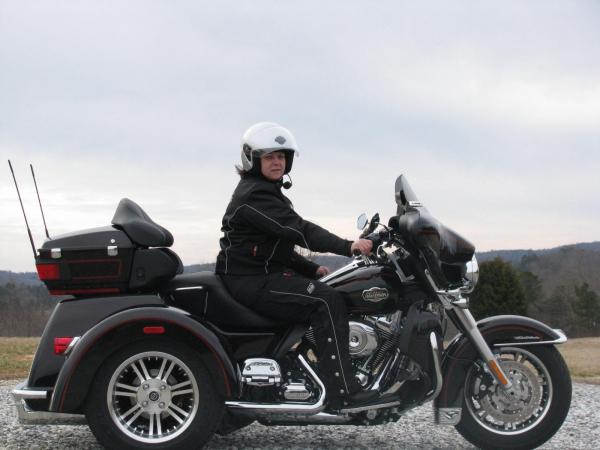 Sandy and her 2011 Harley Tri-Glide