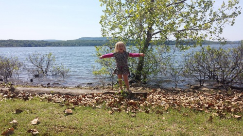 Sarah trying to walk the log's