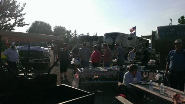 Saturday Night Pot-luck (photo 2) - A HUGE turnout for the last event of the Rally held on Buggy Lane of Shipshewana South Campground.