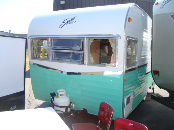 Seafoam Green over White at the 2014 Forest River Expo in Elkhart Indiana. This is a limited run of only 1941 "1961 Shasta Airflyte Re-Issued in 2015 