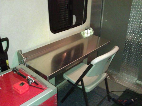 seated folding prep table