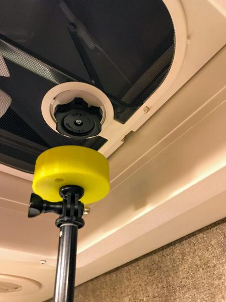 Selfie stick + 3D printed head = vertically-challenged wife can open the vent