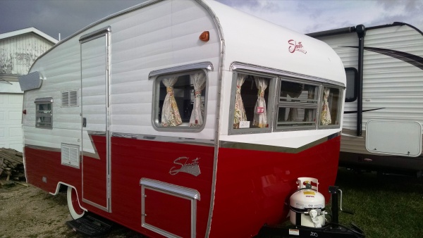 Serial Number 210 of 1941 Matador Red over White. This is a limited run of only 1941 "1961 Shasta Airflyte Re-Issued in 2015 "travel trailers ever to 