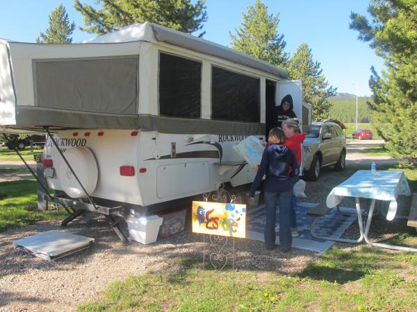 Setting up camp in KOA West Yellowstone