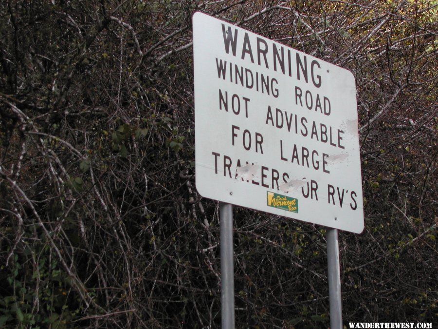 Sign at trunoff for Usal Beach