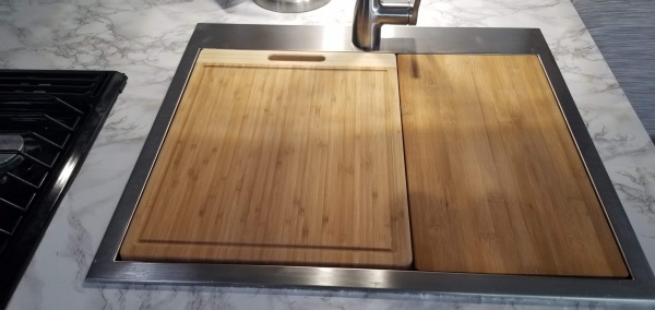 Sink with cutting boards