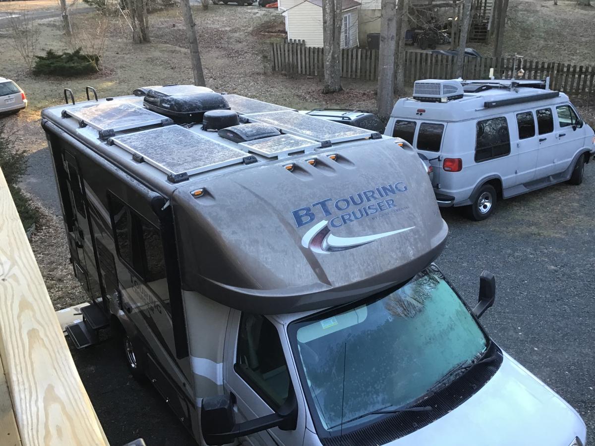 Solar installed works great. Old van in background.