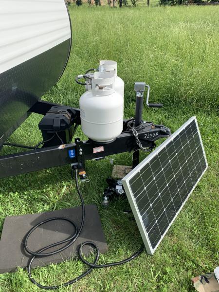 Solar panel temporarily set on the ground