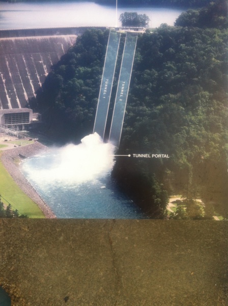 Spill way release into Little Tennessee River from bottom of Fontana Dam