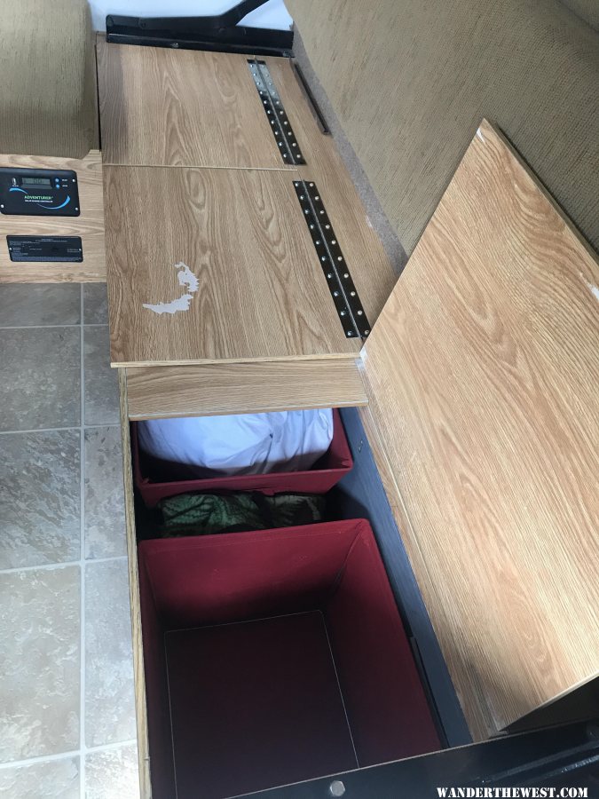 Storage under couch seat