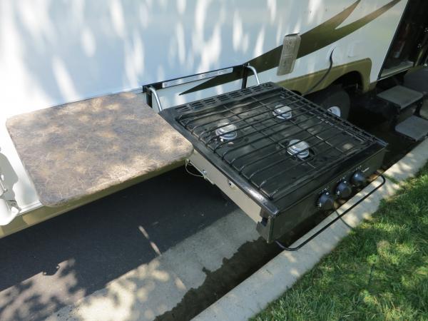 stove using original Barbecue mount. Moved the mount back & down on the wall