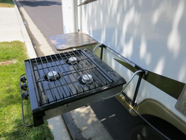 stove using original Barbecue mount. Moved the mount back & down on the wall