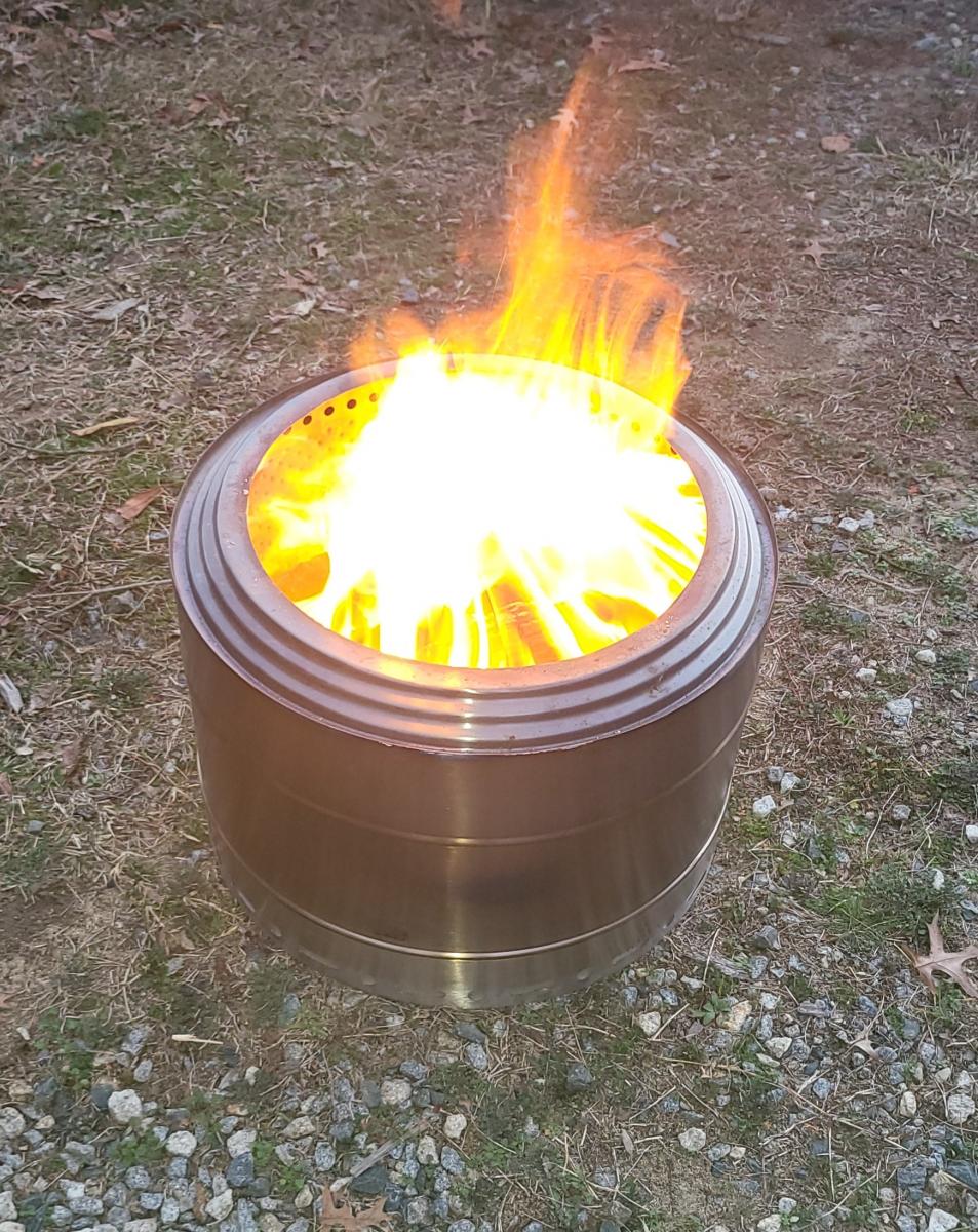 Sure stove fire pit. No smoke work fantastic!