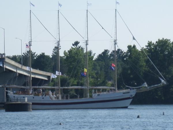 Tall ships parading on the Sturgeon Bay (WI) canal during the race from Chicago to Green Bay, WI.  AUG. 2016