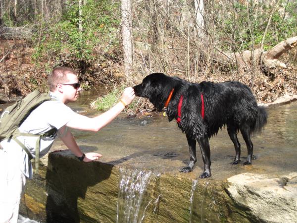 Taylor and Sparky at Cheaha Falls