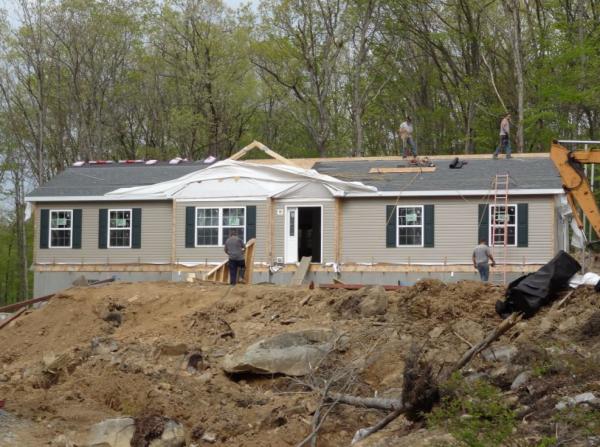 The house after being set on its foundation.