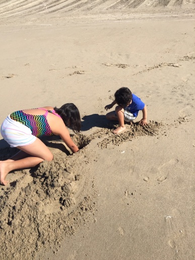 The monsters playing in the sand