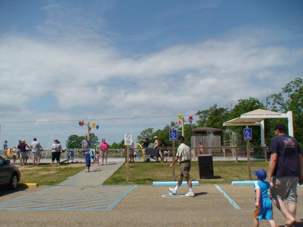 The park offers a small water playground for the little ones...