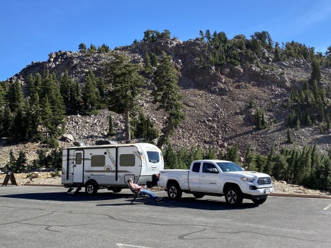 The road through Lassen Park goes right over the volcano. This is the parking lot at 8500 feet.