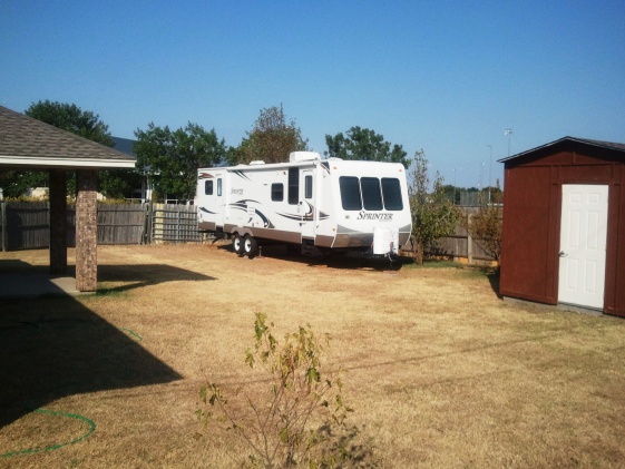 The Sprinter 318FLS, winterized in the back yard