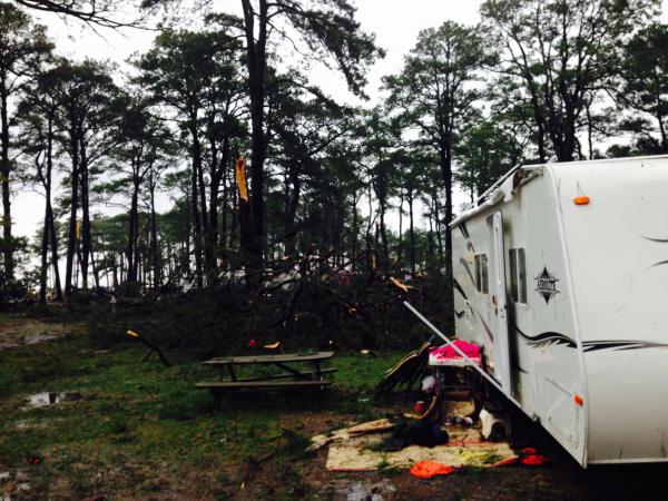 The tree in the background landed where a camper was parked just the night before.