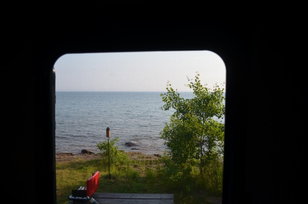 The view from the door of our Sabre on Lake Superior at Porcupine Mountains