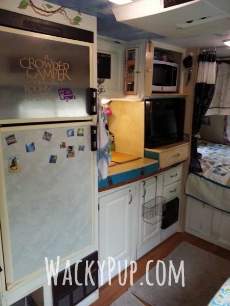 This is a not very good picture of My Kitchen where you can see how I raised to the sink and counters. I removed the little stove and replaced it with