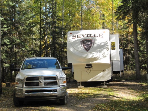 This is fall camping at Hilliards Bay Provincial Park which is northern Alberta.  Nice spots some with power.  The lake is huge and has great fishing,