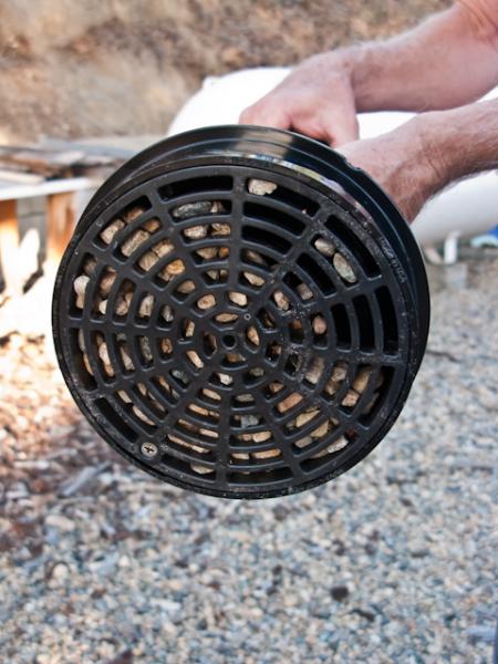 This is the floor drain that would normally be the top, but is the bottom for my application. I left the 2" pipe unglued so I can change the height an