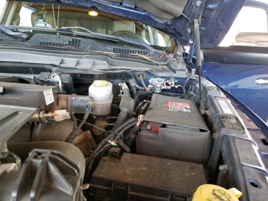 This picture shows the 6 ga wire running from vehicle battery,  through a circuit breaker and solenoid, then onward to the rear bumper winch connector