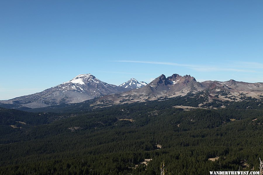 Three Sisters and Broken Top as seen from Tumalo Mountain