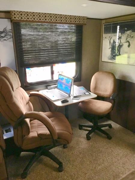 Took out the dinette and made computer area with smaller table.