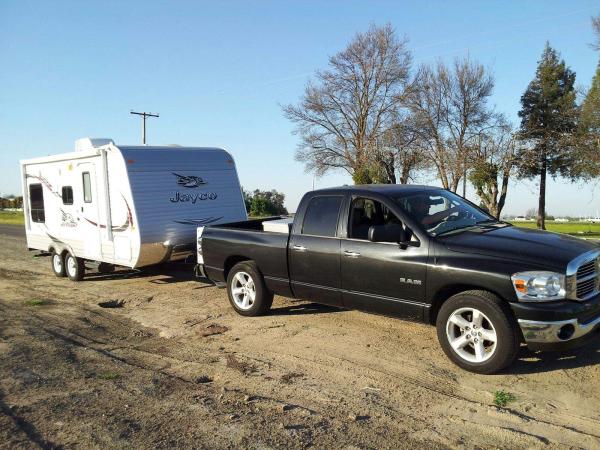 Towing our new "toy" home.