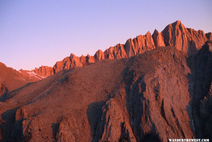 Trail Crest (left) and Mt Whitney at Sunrise