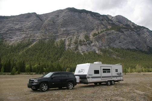 Trailblazer SS & my travel buddy by Abraham Lake, Alberta