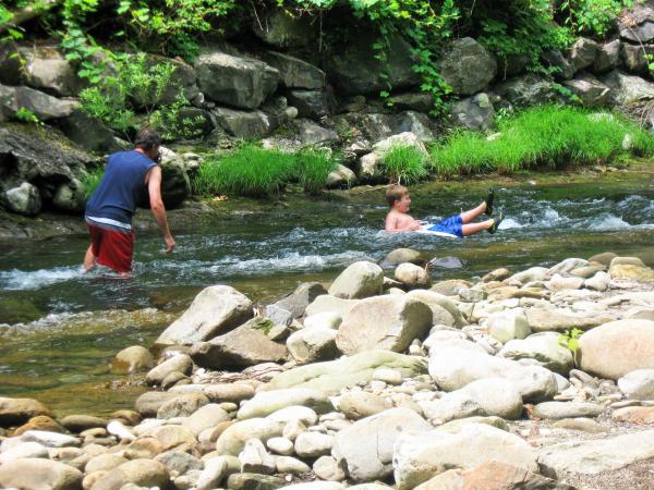 Tubing in the Little River behind campsite.