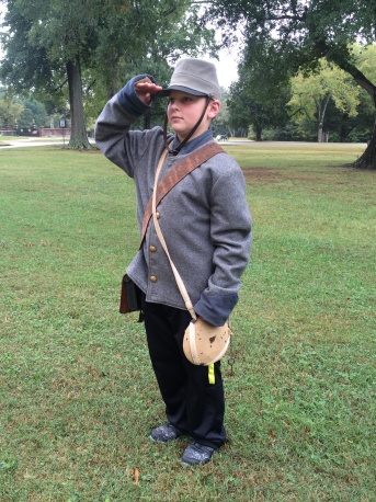 Uniform of the day at Shiloh. My grandson is 10. The youngest drummer boy at the battle was 10 as well. It really brings home the cost of freedom for 