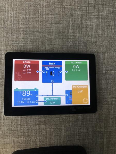 VICTRON CERBO GX CONTROL PANEL MOUNTED IN HALLWAY ABOVE THE JAYCO COMMAND TABLET