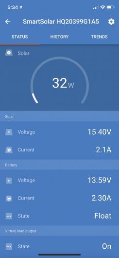 Victron Energy solar charge controller app