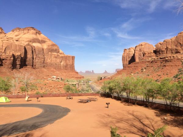 View from our campsite in Gouldings, Monument Valley