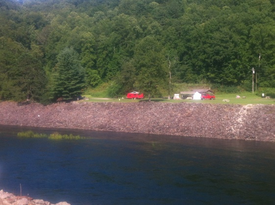 View of our camp site from across the Little Tennessee River, just below Fontana Dam