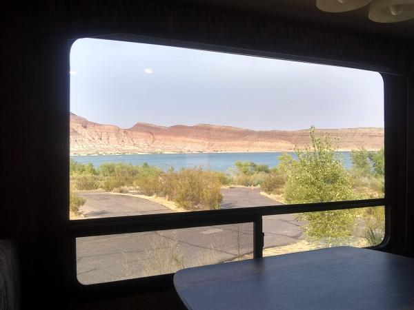 View of Quail Creek Reservoir from dinette - Quail Creek State Park, Hurricane, UT