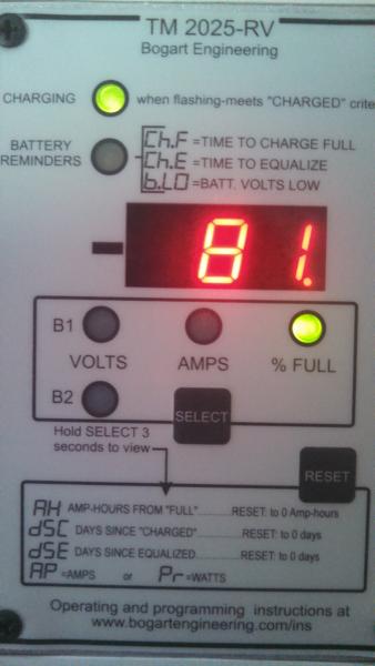 Volts, Amps in use & % of full (amp hours) are the three basic metrics you receive.  I prefer the amp hours % of full.  You can have the full voltage 